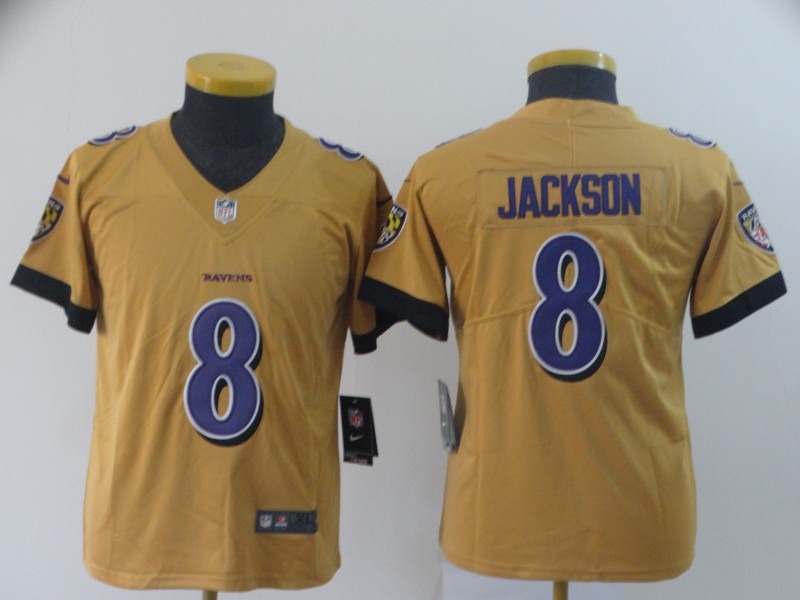 Youth Baltimore Ravens 8 Jackson yellow Nike Vapor Untouchable Limited NFL Jersey